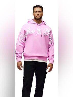 Psycho Bunny Hoodie Tate Chenille Pink Purple Mens Size L
